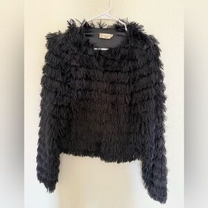 Altar'd State Black Textured Teddy Jacket
